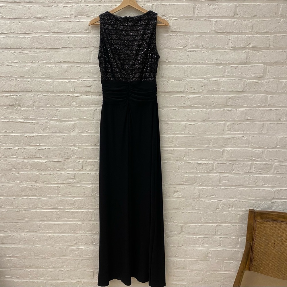 Ralph Lauren Evening || Sequin Striped Jersey Knit Gown‎ Black 8 - Picture 4 of 8